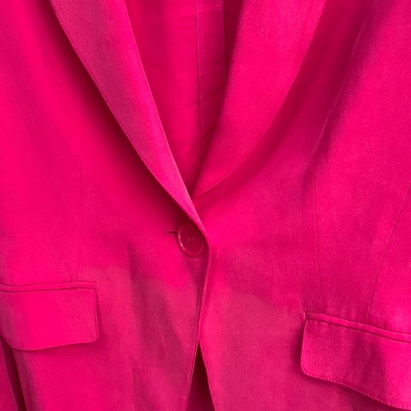 Lafayette 148 Hot 💕 Pink Barbie Silk Soft Long Sleeve One Button Jacket Blazer - Picture 6 of 16